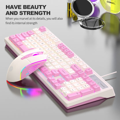 K-Snake Wired E-Sports Keyboard Mouse Mechanical Feel 98 Key Desktop Computer Notebook Keyboard, Style: Keyboard+Mouse (Pink) - Wired Keyboard by K-Snake | Online Shopping South Africa | PMC Jewellery | Buy Now Pay Later Mobicred