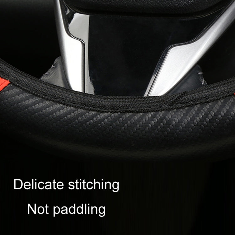 38cm Carbon Fiber Elastic Leather Without Inner Ring Car Steering Wheel Cover, Color: Red - Steering Wheel Accessories by PMC TechLife | Online Shopping South Africa | PMC TechLife | Buy Now Pay Later Mobicred