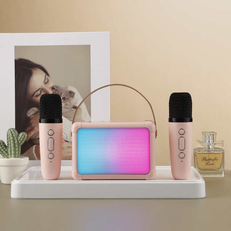 Portable RGB Lighting Effect Bluetooth Speaker Home Mini Karaoke Audio, Style: Dual Microphone+Speaker(Pink) - Microphone by PMC TechLife | Online Shopping South Africa | PMC TechLife | Buy Now Pay Later Mobicred