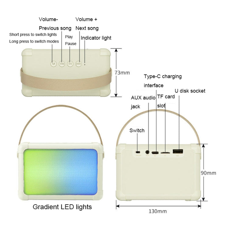 Portable RGB Lighting Effect Bluetooth Speaker Home Mini Karaoke Audio, Style: Speaker(Beige) - Microphone by PMC Jewellery | Online Shopping South Africa | PMC Jewellery | Buy Now Pay Later Mobicred