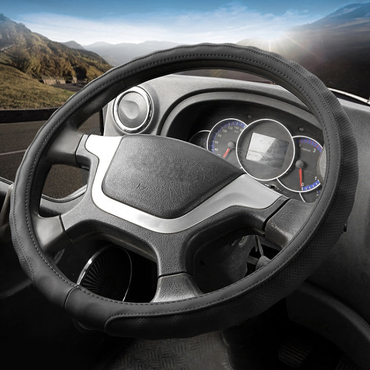 47cm Leather Truck Steering Wheel Cover(Black) - Steering Wheel Accessories by PMC TechLife | Online Shopping South Africa | PMC TechLife | Buy Now Pay Later Mobicred
