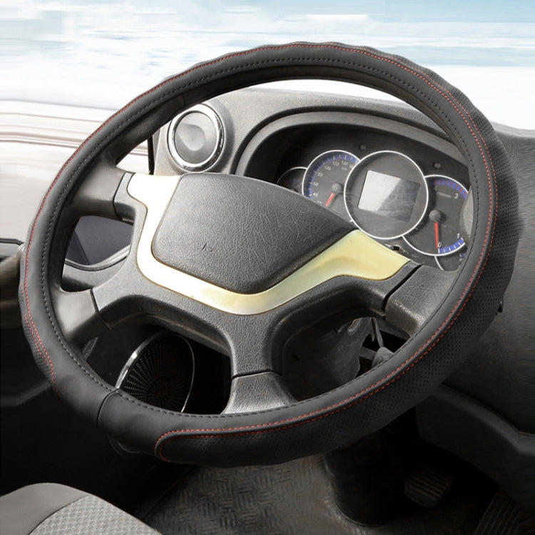 50cm Leather Truck Steering Wheel Cover(Black Line) - Steering Wheel Accessories by PMC TechLife | Online Shopping South Africa | PMC TechLife | Buy Now Pay Later Mobicred