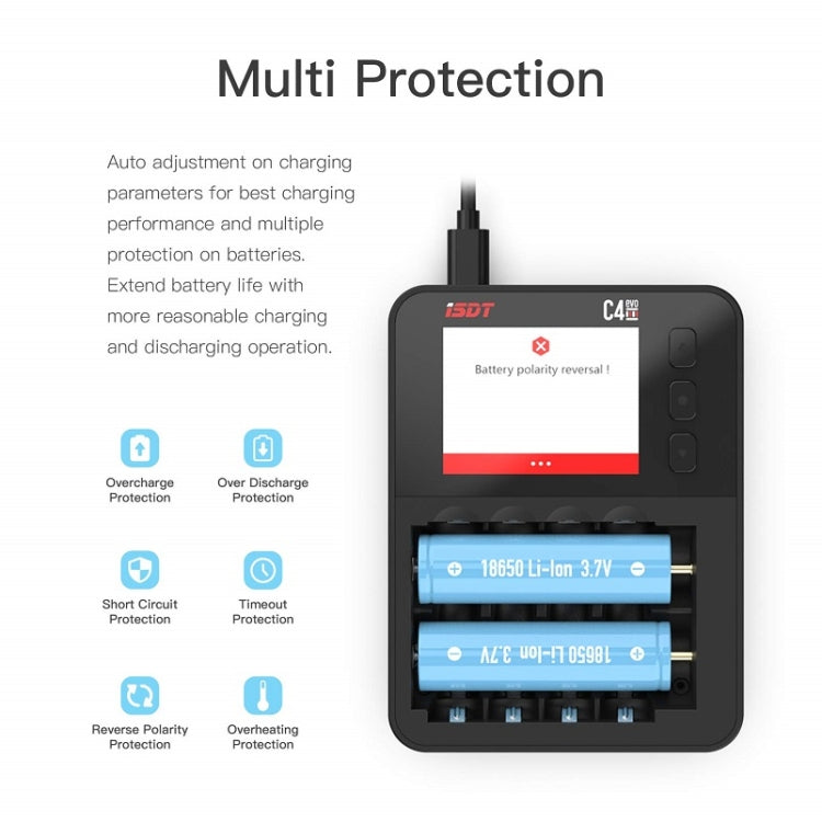 ISDT C4 EVO NiMH/NiCd Cylindrical Lithium Battery Smart Charger(Black) - Charger by ISDT | Online Shopping South Africa | PMC Jewellery | Buy Now Pay Later Mobicred