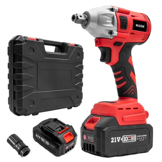 HILDA Motorized Wrenches Lithium Repair Parts With 22mm Socket, EU Plug, Model: Red With 2 Battery+1 Charger(3000mAh) - Screws by HILDA | Online Shopping South Africa | PMC Jewellery | Buy Now Pay Later Mobicred