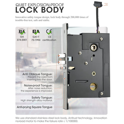 LOCSTAR  8088 RFID Card +Mechanical Key Unlock Hotel Door Lock(Matt Black) - Door Lock by LOCSTAR | Online Shopping South Africa | PMC Jewellery | Buy Now Pay Later Mobicred