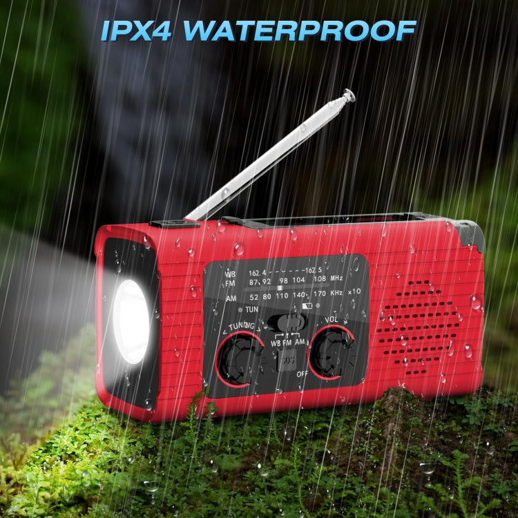 Solar Charging NOAA Emergency Weather Radio with LED Flashlight Reading Lamp, SOS Alarm(Red) - Radio Player by PMC Jewellery | Online Shopping South Africa | PMC Jewellery | Buy Now Pay Later Mobicred