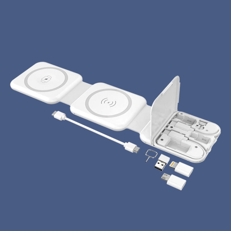 10-in-1 Magnetic Wireless Folding Charger With Data Cable Adapter Storage box(White) - free shipping - PMC Jewellery - Order now!