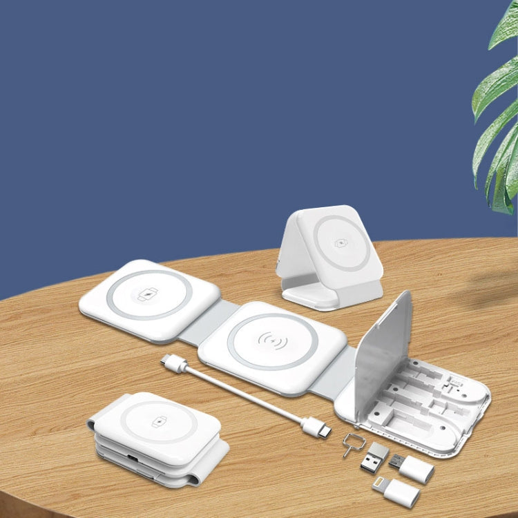 10-in-1 Magnetic Wireless Folding Charger With Data Cable Adapter Storage box(White) - free shipping - PMC Jewellery - Order now!