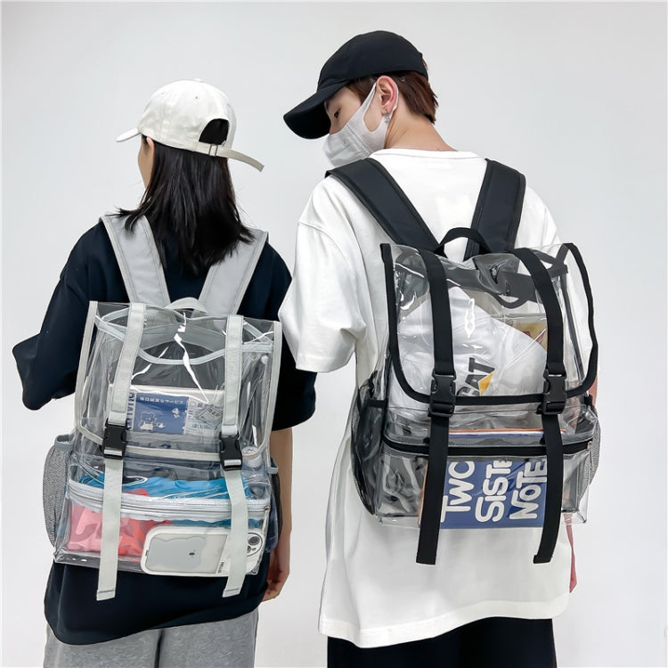 Transparent PVC Large Capacity Casual Outdoor Waterproof Travel Backpack(Black) - Double-shoulder Bags by PMC Jewellery | Online Shopping South Africa | PMC Jewellery