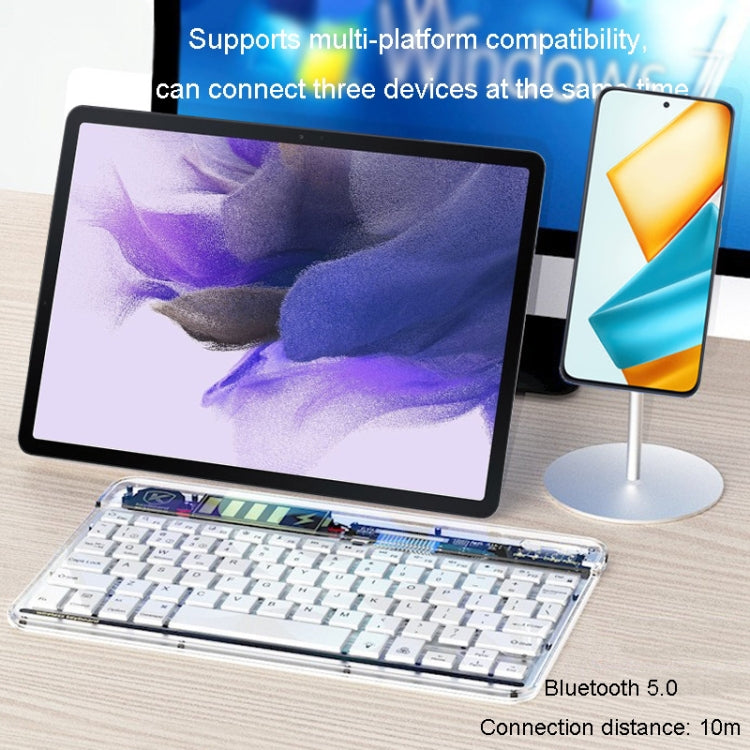 Transparent Lighting Bluetooth Keyboard 10 Inch Wireless Silent Keypad(Black) - Universal Keyboard by PMC TechLife | Online Shopping South Africa | PMC TechLife