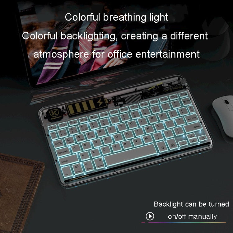 Transparent Lighting Bluetooth Keyboard 10 Inch Wireless Silent Keypad(Pink) - Universal Keyboard by PMC TechLife | Online Shopping South Africa | PMC TechLife