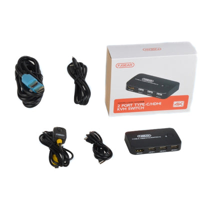 FJGEAR FJ-TYH201 Type-C / HDMI KVM Switch With Desktop Controller - Switch by FJGEAR | Online Shopping South Africa | PMC Jewellery | Buy Now Pay Later Mobicred