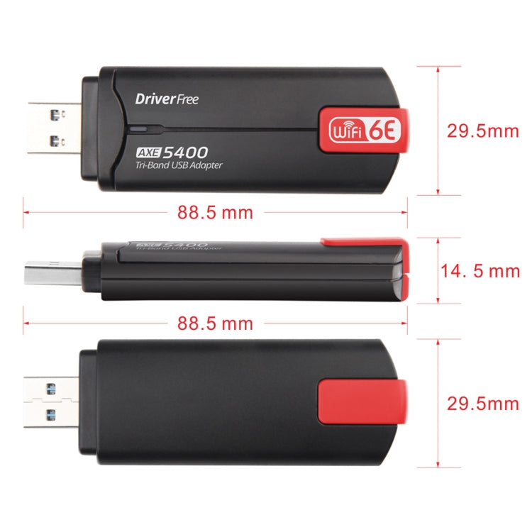 AX5400M 2.4G/5G/6G WIFI 6E Standard USB 3.0 Network Card WIFI Transmitter Receiver(Red) - free shipping - PMC Jewellery - Order now!