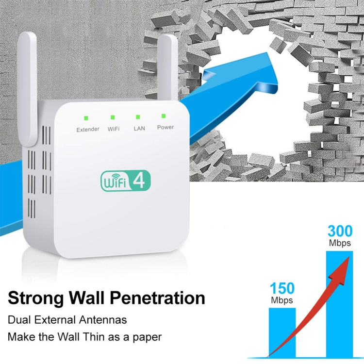 2.4G 300M Wi-Fi Amplifier Long Range WiFi Repeater Wireless Signal Booster US Plug Black - Broadband Amplifiers by PMC Jewellery | Online Shopping South Africa | PMC Jewellery | Buy Now Pay Later Mobicred