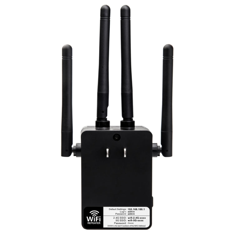 5G/2.4G 1200Mbps WiFi Range Extender WiFi Repeater With 2 Ethernet Ports US Plug Black - Broadband Amplifiers by PMC Jewellery | Online Shopping South Africa | PMC Jewellery