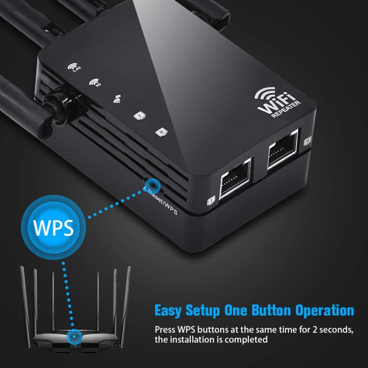 5G/2.4G 1200Mbps WiFi Range Extender WiFi Repeater With 2 Ethernet Ports US Plug White - Broadband Amplifiers by PMC Jewellery | Online Shopping South Africa | PMC Jewellery | Buy Now Pay Later Mobicred