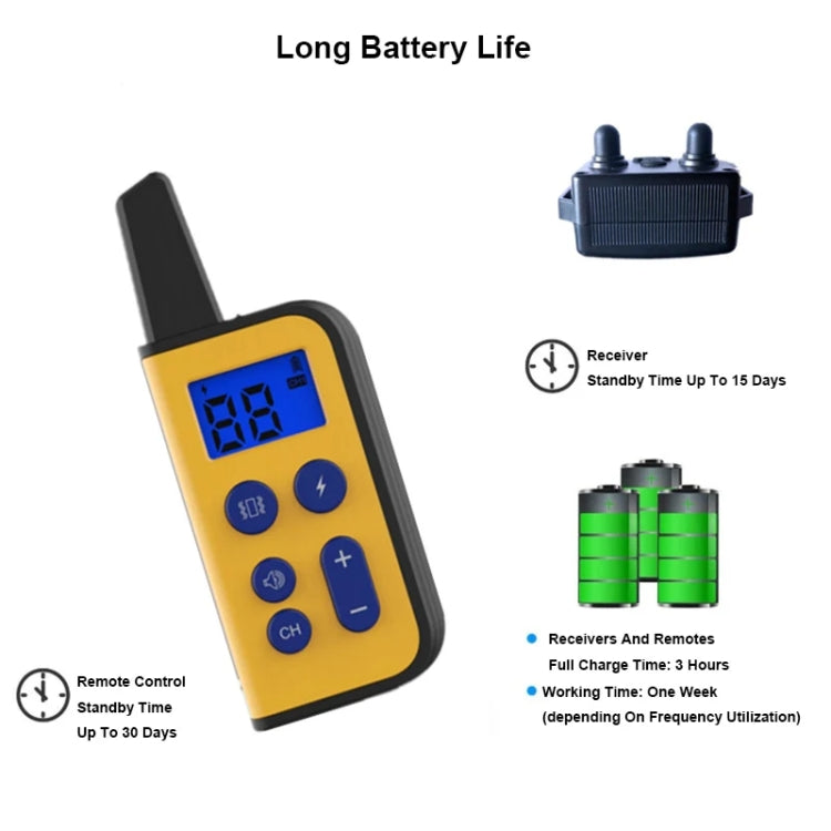 800m Remote Control Dog Trainer Stop Barker Electrical Shock Vibration Pet Collar(Khaki) - Training Aids by PMC TechLife | Online Shopping South Africa | PMC TechLife | Buy Now Pay Later Mobicred