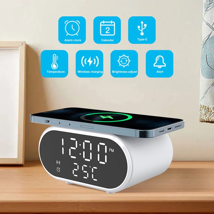 15W LED Mirror Wireless Charger Desktop Multifunctional Mini Clock(White) - Wireless Charger by PMC Jewellery | Online Shopping South Africa | PMC Jewellery | Buy Now Pay Later Mobicred