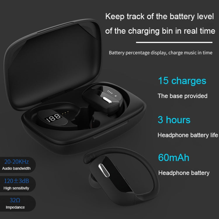 TWS Ear-mounted Noise Reduction LED Dual-battery Display Bluetooth Earphones(T17 Black) - TWS Earphone by PMC Jewellery | Online Shopping South Africa | PMC Jewellery | Buy Now Pay Later Mobicred