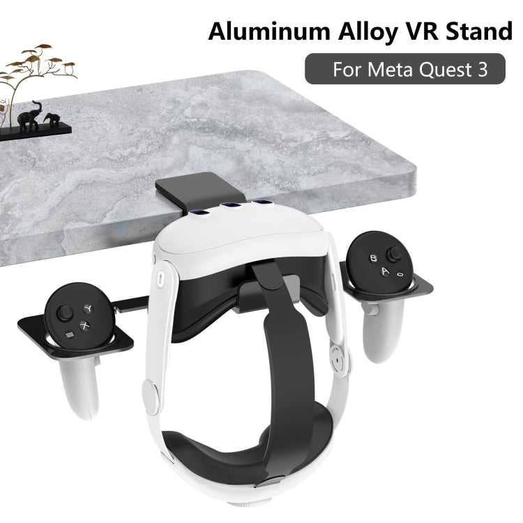 For Meta Quest 2/3/Pro Table-Side Stand Aluminum Alloy VR Storage Bracket(Black) - VR Accessories by PMC Jewellery | Online Shopping South Africa | PMC Jewellery | Buy Now Pay Later Mobicred