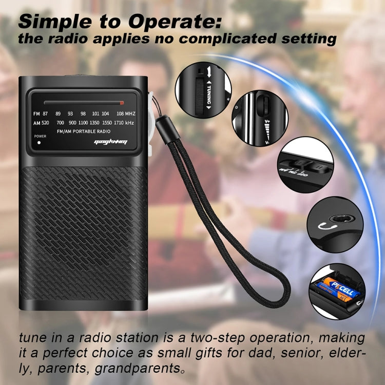 J-180 Portable Pointer FM/AM Two-Band Radios With Carrying Clip, Style: Regular Version(Black) - Radio Player by PMC TechLife | Online Shopping South Africa | PMC TechLife