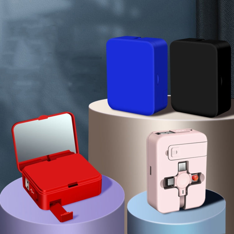 5-In-1 Telescopic Multifunctional Charging Cable Phone Bracket Function With Makeup Mirror(Pink) - Multifunction Cable by PMC Jewellery | Online Shopping South Africa | PMC Jewellery | Buy Now Pay Later Mobicred