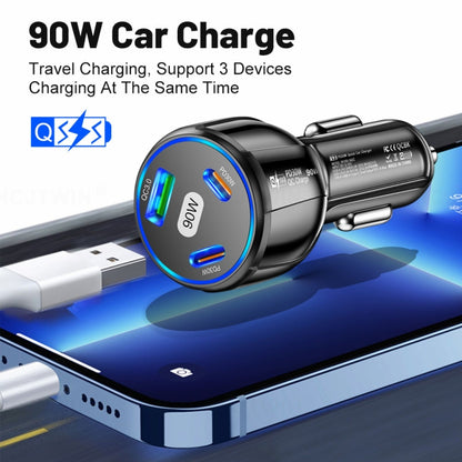 90W Super Fast Charging USB-C Car Charger Dual PD 30W+QC3.0 Charging Station(White) - Car Charger by PMC Jewellery | Online Shopping South Africa | PMC Jewellery | Buy Now Pay Later Mobicred