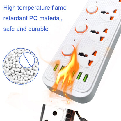 A05 2m 3000W 4 Plugs + 6-USB Ports Multifunctional Flame-Retardant Socket With Switch(US Plug) - Extension Socket by PMC Jewellery | Online Shopping South Africa | PMC Jewellery | Buy Now Pay Later Mobicred