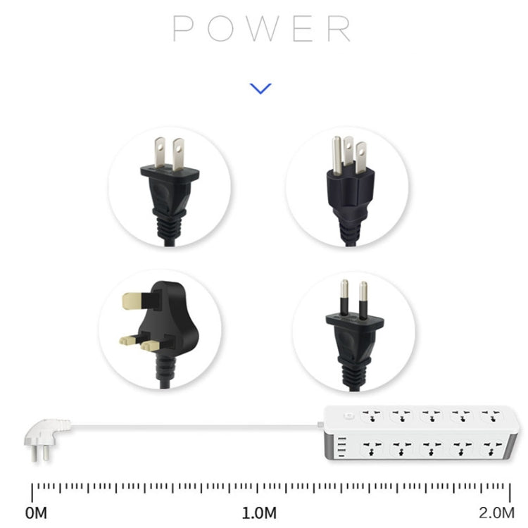 D15 2m 3000W 10 Plugs + PD + 3-USB Ports Vertical Socket With Switch, Specification: UK Plug - Extension Socket by PMC Jewellery | Online Shopping South Africa | PMC Jewellery | Buy Now Pay Later Mobicred