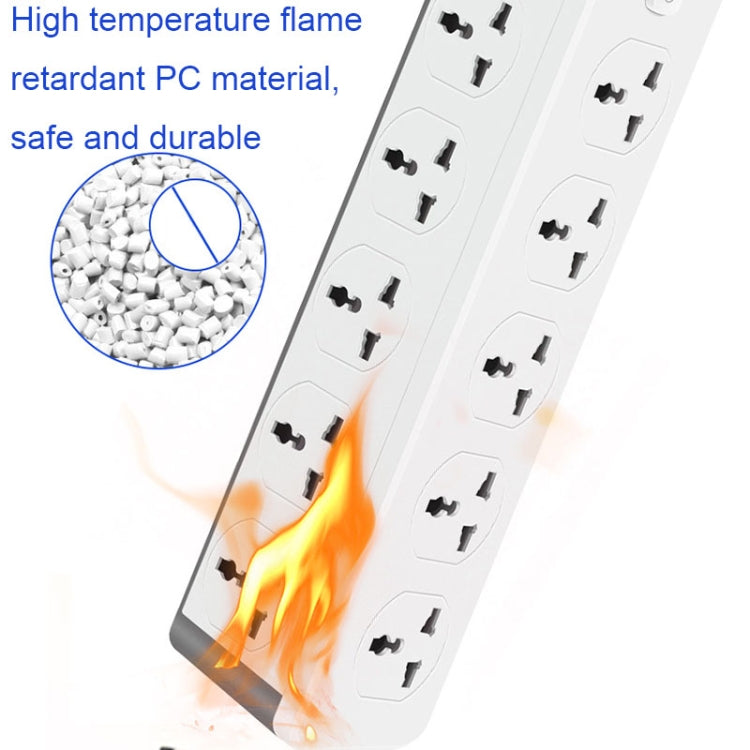 D15 2m 3000W 10 Plugs + PD + 3-USB Ports Vertical Socket With Switch, Specification: UK Plug - Extension Socket by PMC Jewellery | Online Shopping South Africa | PMC Jewellery | Buy Now Pay Later Mobicred