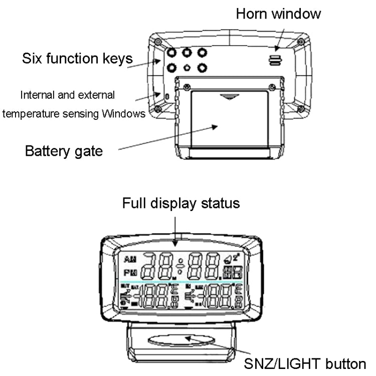LCD Night Light Car Clock Automotive Electronics Inside And Outside Dual Thermometer - Clocks & Car Meters by PMC TechLife | Online Shopping South Africa | PMC TechLife | Buy Now Pay Later Mobicred