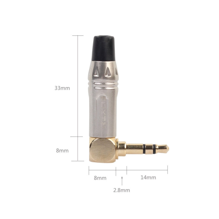 Zinc Alloy L-Shaped 90 Degree 3.5mm Stereo Headset Wire Welding Plug - Audio Adapter by PMC TechLife | Online Shopping South Africa | PMC TechLife