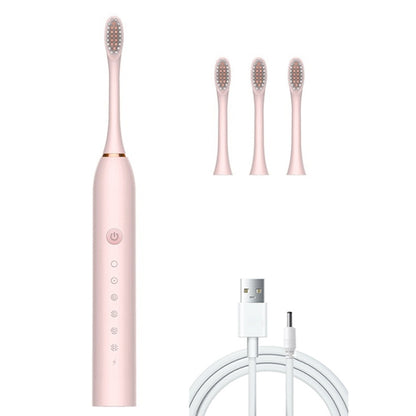 Rechargeable Ultrasonic Soft Bristle Electrical Toothbrushes Flosser 6 Gear With 4 Brushes(Pink) - Toothbrushes by PMC Jewellery | Online Shopping South Africa | PMC Jewellery | Buy Now Pay Later Mobicred