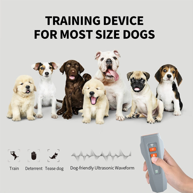 LED Flashing Light Handheld Ultrasonic Bark Arrester Frequency Conversion Dog Training Device(Gray+Orange) - Training Aids by PMC Jewellery | Online Shopping South Africa | PMC Jewellery | Buy Now Pay Later Mobicred