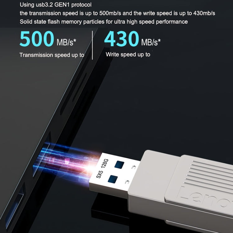 Lenovo SX5 Pro USB3.2+Type-C Dual Interface Mobile Solid State Flash Drive, Memory: 128GB(Silver) - USB Flash Drives by Lenovo | Online Shopping South Africa | PMC Jewellery | Buy Now Pay Later Mobicred