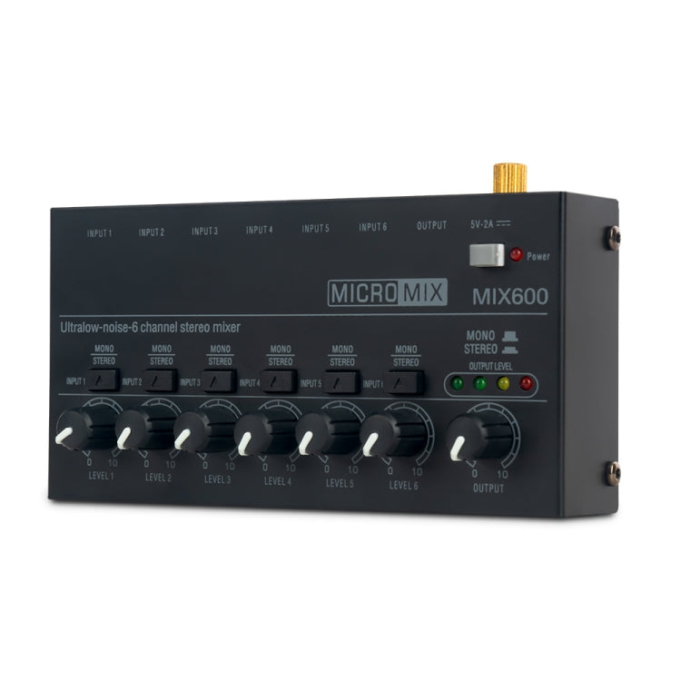 Ultra-Compact Low-Noise 6 Channel Stereo Audio Mixer, US Plug(MIX600) - Live Sound Effects Processors by PMC Jewellery | Online Shopping South Africa | PMC Jewellery | Buy Now Pay Later Mobicred