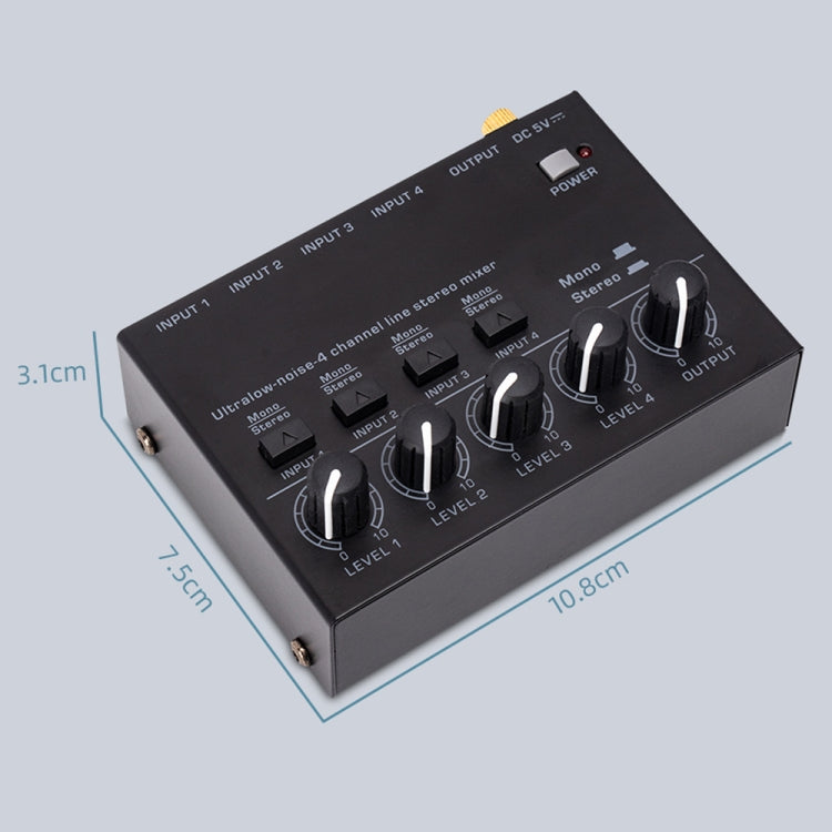 Ultra-compact 4 Channel Stereo Sound Low-noise Mixer For Recording Live Broadcasting, US Plug(MAX400) - Live Sound Effects Processors by PMC Jewellery | Online Shopping South Africa | PMC Jewellery | Buy Now Pay Later Mobicred