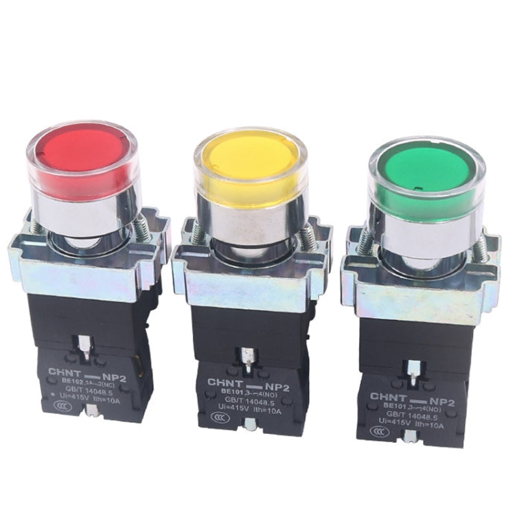 CHINT NP2-BW3462/220V 1 NC Pushbutton Switches With LED Light Silver Alloy Contact Push Button (Red) - Car Switches by PMC TechLife | Online Shopping South Africa | PMC TechLife | Buy Now Pay Later Mobicred