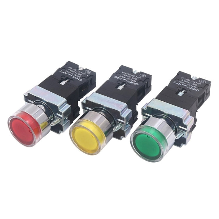 CHINT NP2-BW3465/220V 1 NO+1 NC Pushbutton Switches With LED Light Silver Alloy Contact Push Button - Car Switches by CHINT | Online Shopping South Africa | PMC Jewellery | Buy Now Pay Later Mobicred