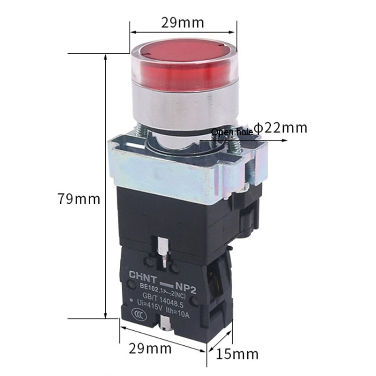 CHINT NP2-BW3465/24V 1 NO+1 NC Pushbutton Switches With LED Light Silver Alloy Contact Push Button - Car Switches by CHINT | Online Shopping South Africa | PMC Jewellery | Buy Now Pay Later Mobicred