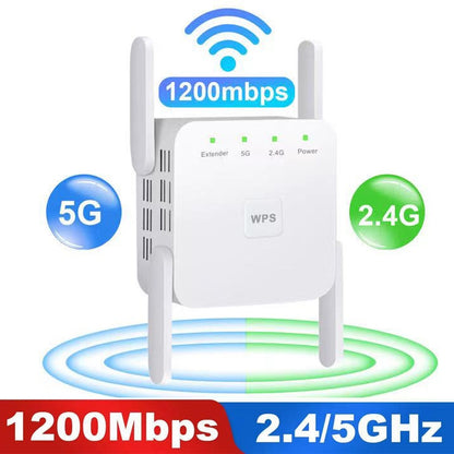 1200Mbps 2.4G / 5G WiFi Extender Booster Repeater Supports Ethernet Port White US Plug - Broadband Amplifiers by PMC Jewellery | Online Shopping South Africa | PMC Jewellery