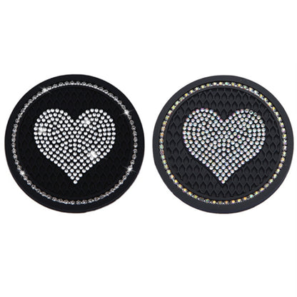 Car Round Love Diamond Honeycomb Anti-slip Coaster(Black) - Car Drink Holders by PMC Jewellery | Online Shopping South Africa | PMC Jewellery | Buy Now Pay Later Mobicred