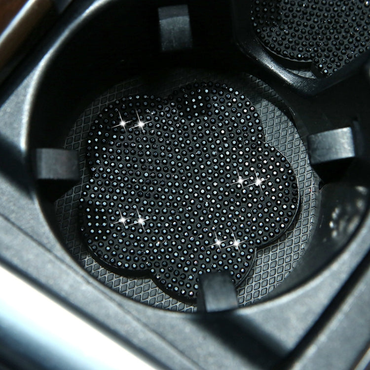 Car-mounted Diamond-filled Plum Blossom Decorated PVC Water Coaster(Black) - Car Drink Holders by PMC TechLife | Online Shopping South Africa | PMC TechLife | Buy Now Pay Later Mobicred
