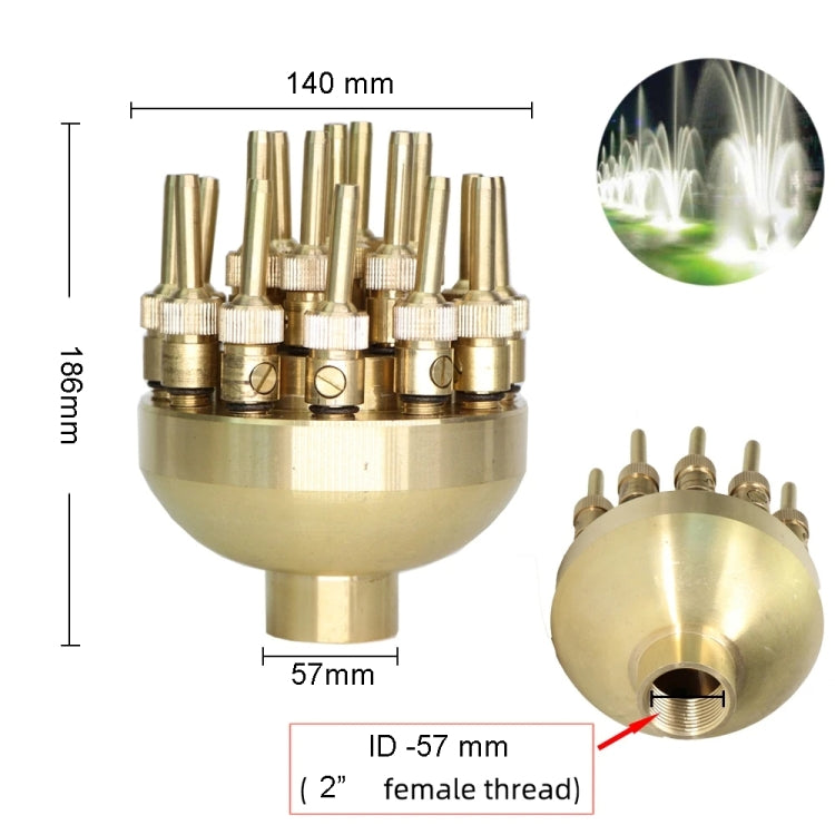 DN50 2 inch Copper Adjustable 3-Layer Flower Nozzle Waterscape Layer Flower Fountain Sprinklers - Watering & Irrigation by PMc TechLife | Online Shopping South Africa | PMc TechLife | Buy Now Pay Later Mobicred