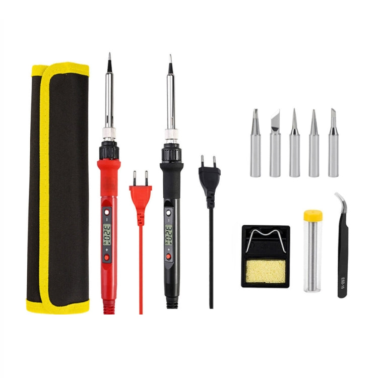 10pcs/ Set 80W Internal Heating Welding Digital Display Soldering Iron Temperature Adjustment Set, Model: Black EU Plug - Electric Soldering Iron by PMC TechLife | Online Shopping South Africa | PMC TechLife