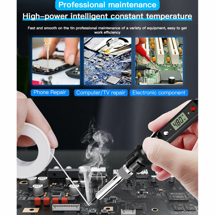 10pcs/ Set 80W Internal Heating Welding Digital Display Soldering Iron Temperature Adjustment Set, Model: Black EU Plug - Electric Soldering Iron by PMC TechLife | Online Shopping South Africa | PMC TechLife