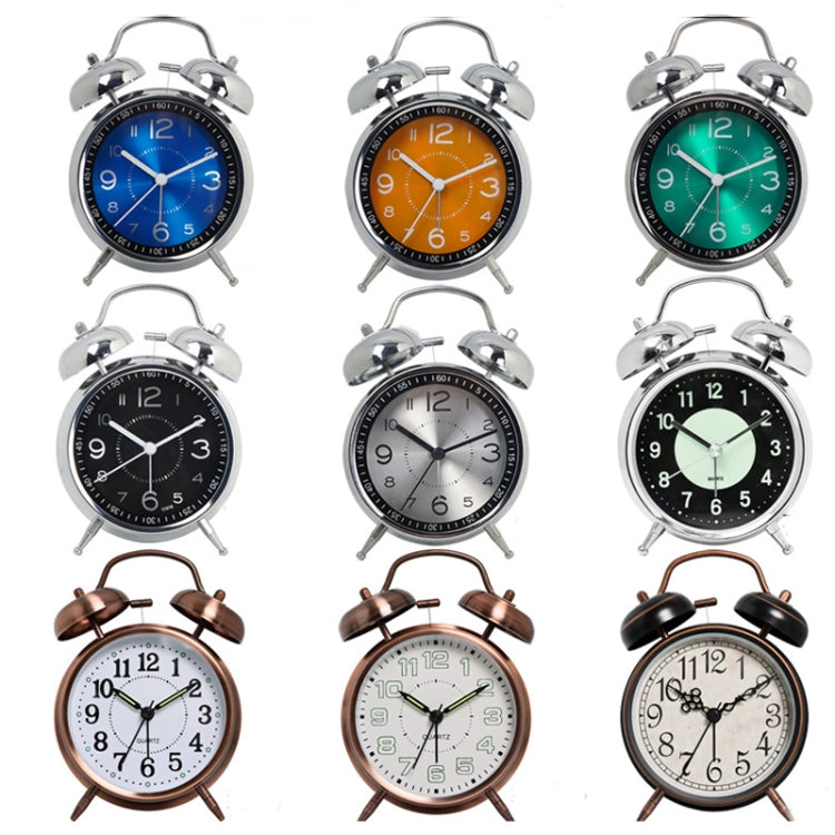 4.5 Inch Electroplated Metal Ring Bell Alarm Clock Quartz Clock With Night Light ?, Style: Black C - Novelty Clock by PMc TechLife | Online Shopping South Africa | PMc TechLife | Buy Now Pay Later Mobicred