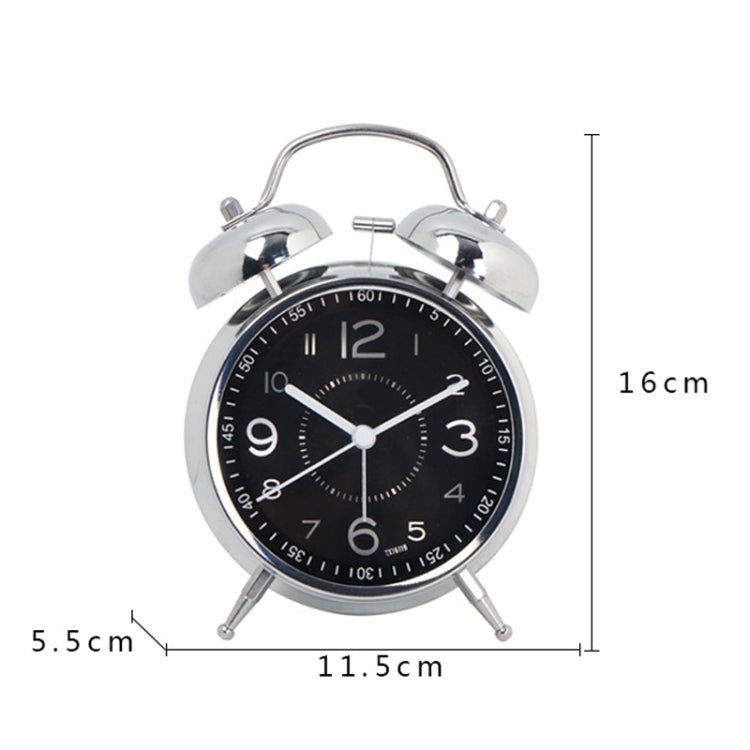 4.5 Inch Electroplated Metal Ring Bell Alarm Clock Quartz Clock With Night Light ?, Style: Black C - Novelty Clock by PMc TechLife | Online Shopping South Africa | PMc TechLife | Buy Now Pay Later Mobicred