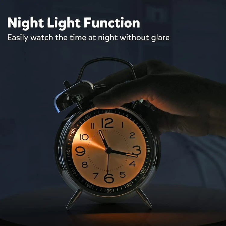 4.5 Inch Electroplated Metal Ring Bell Alarm Clock Quartz Clock With Night Light ?, Style: Black C - Novelty Clock by PMc TechLife | Online Shopping South Africa | PMc TechLife | Buy Now Pay Later Mobicred