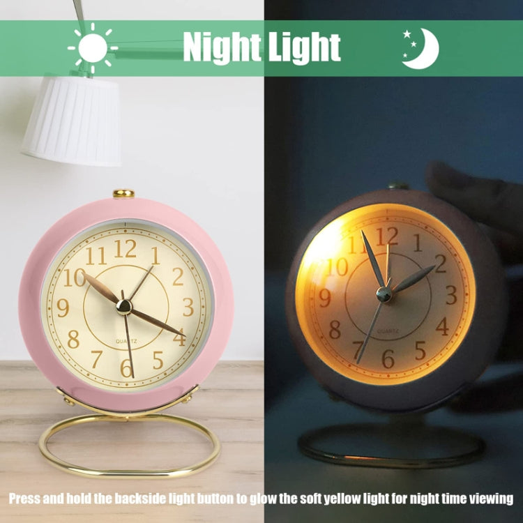 Round Metal Clock Silent Children Electronic Alarm Clock with Light(Purple) - Novelty Clock by PMc TechLife | Online Shopping South Africa | PMc TechLife | Buy Now Pay Later Mobicred